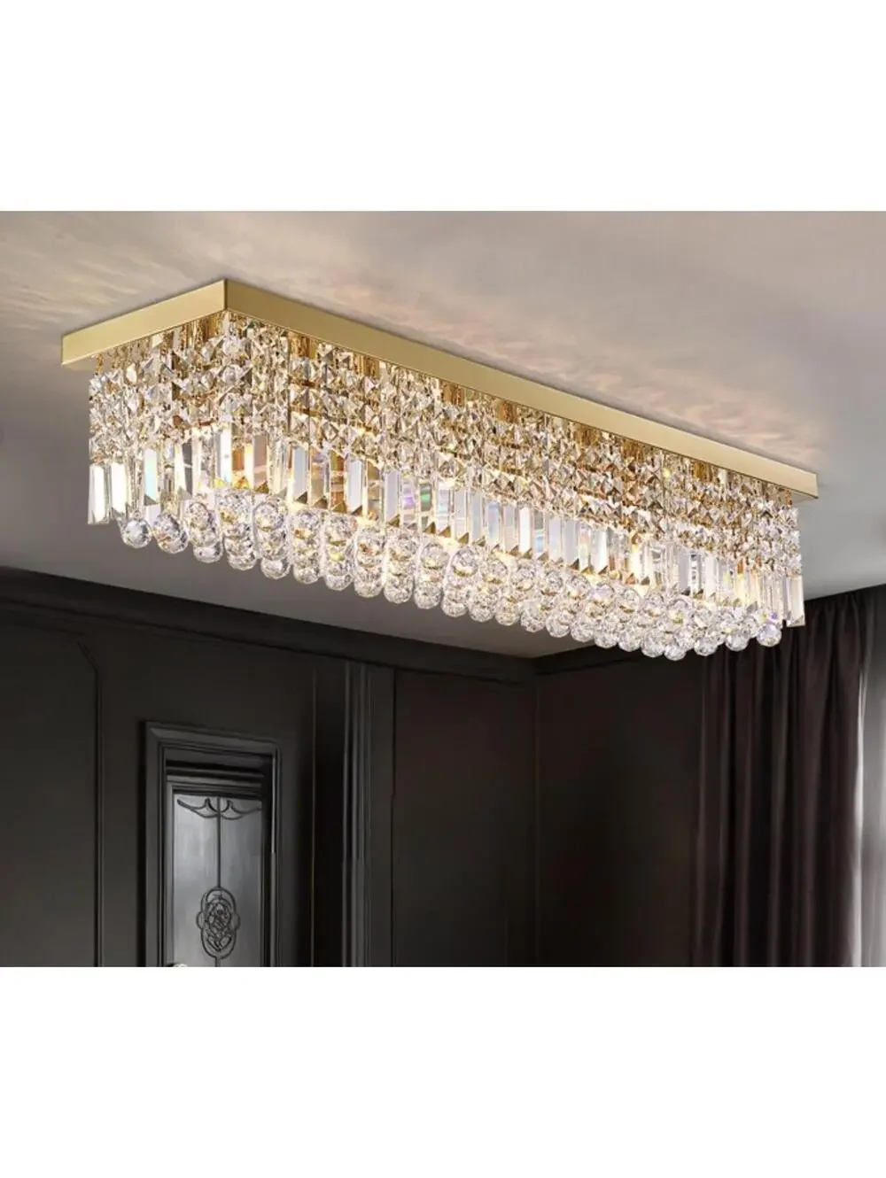39.4W X 10D X 10H Elandor Flushmount Crystal Rectangular Cei